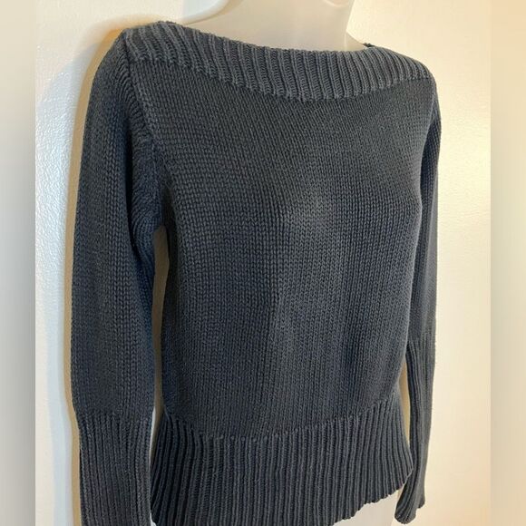 GAP Black Chunky Knit Wide Neck Sweater Size Small - Picture 5 of 6